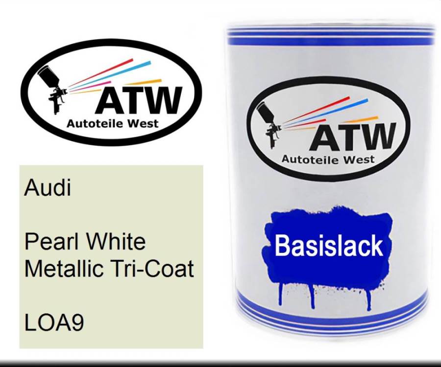 Audi, Pearl White Metallic Tricoat, LOA9: 500ml Lackdose, von ATW Autoteile West.